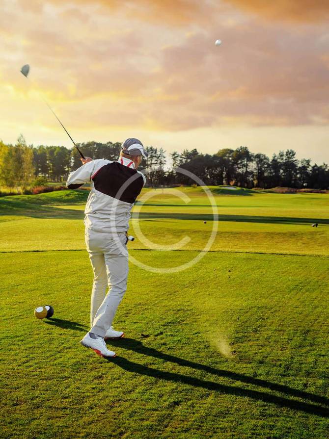Golfer playing
